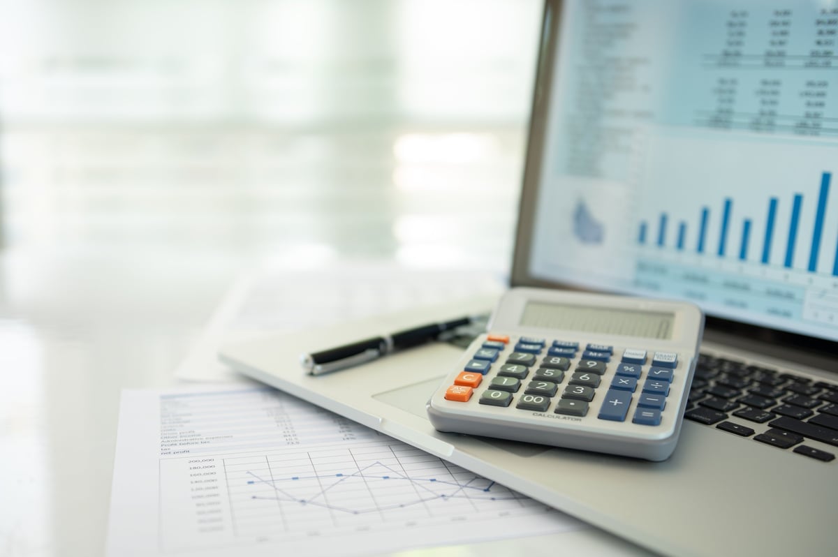 Business owner reviewing financial reports